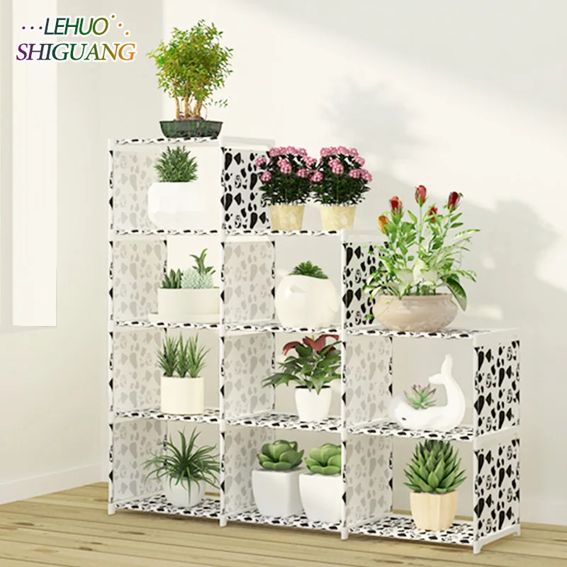 

Multi-layer Storage Shelf Stainless steel nonwovens bookshelf Simple Assembly can be removed Bedroom Flower pot rack