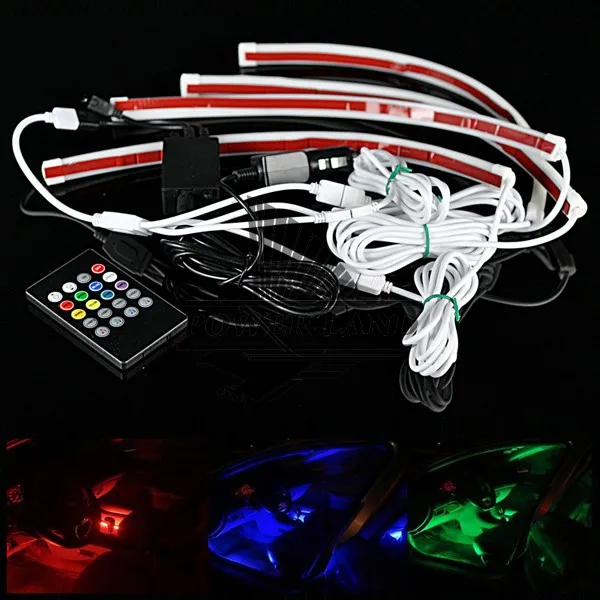 DIY беспроводной управление музыкой 7 цветов RGB световые полосы 5050 SMD светодиодный интерьер автомобиля декоративный свет