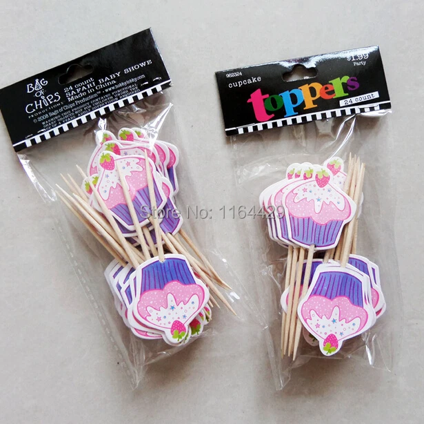 24PCS decorate cupcakes toothpick Toppers Picks Birthday Party Favors