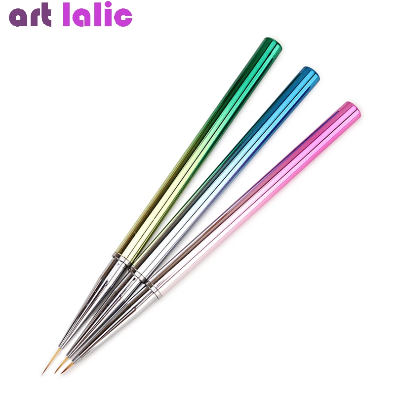 

7/9/11mm Nail Art Brush Pen Plating Handle Liner Line Stripe Fish Flower Painting Drawing Manicure Acrylic Tools Tips Design