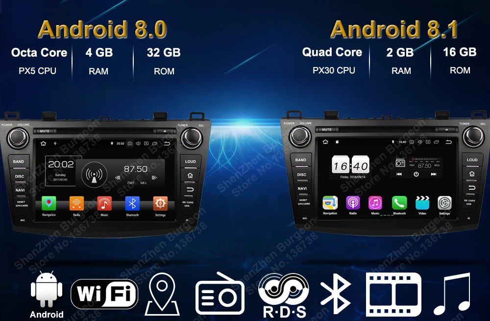 Clearance 8" Octa Core Android 8.0/Quad Core Android 8.1 Car DVD Player for Mazda 3 2010 2011 2012 2013 Car Radio Multimedia GPS Bluetooth 2