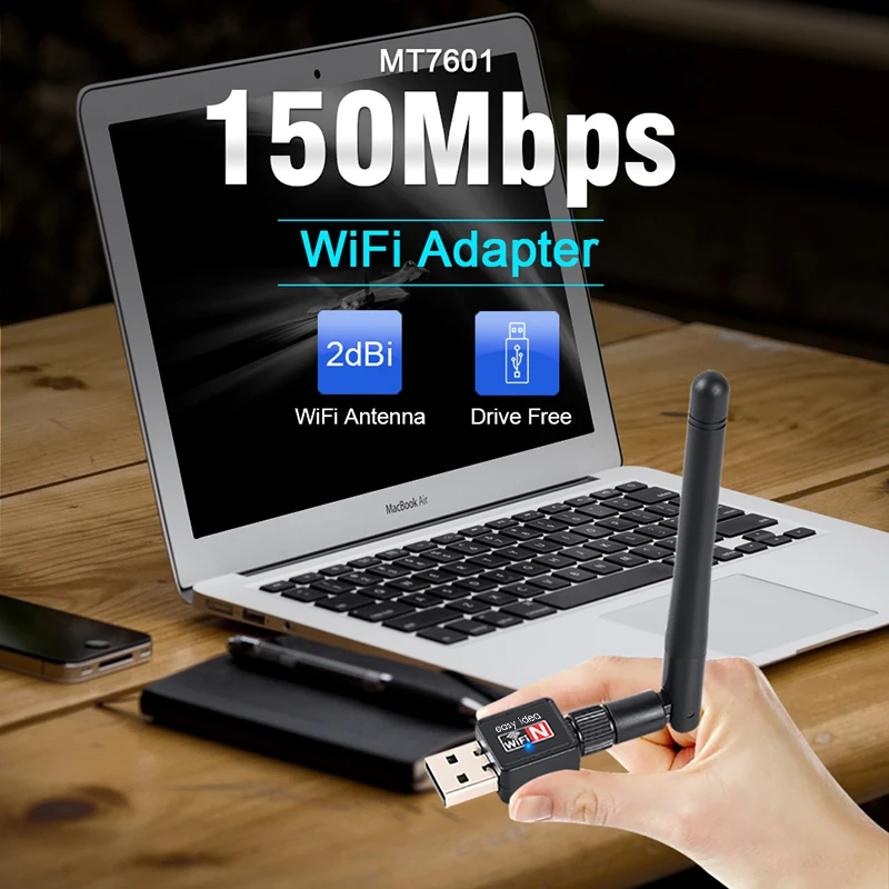 USB Wifi адаптер EASYIDEA 150 Мбит/с 2 дБ антенной WiFi портативная беспроводная сетевая