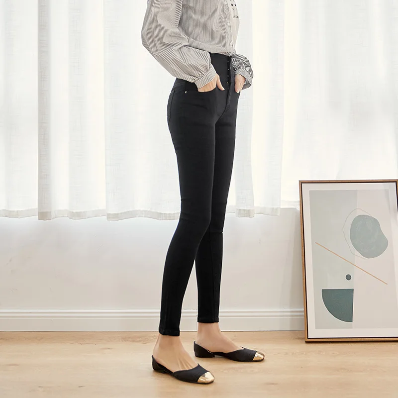 Женские узкие джинсы LEIJIJEANS, повседневные джинсы стрейч с высокой посадкой, на пуговицах, черные леггинсы больших размеров, весна-лето