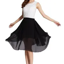 Подгоняемые дешевые летние женские элегантные размера плюс 3XS-8XL нерегулярные высокая эластичная талия шифон ниже колена длинная юбка Saias Longa