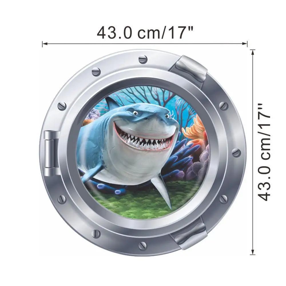 3d улыбающаяся большая акула Немо Дори подводная лодка иллюминаторы наклейки на окна стены для стиральной машины украшения diy наклейки на стены Искусство - Цвет: 023