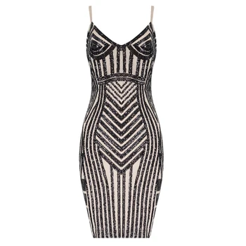 

Sexy Deep V Neck Sleeveless Women Bandage Dress Sequined Backless Mini Dresses Celebrity Party Club Sexy Spaghetti Strap Vestido
