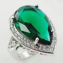 F965 RÁPIDA simulado Esmeralda Moda Mujeres Anillo de Plata 925 Tamaño 6 7 8 9 10