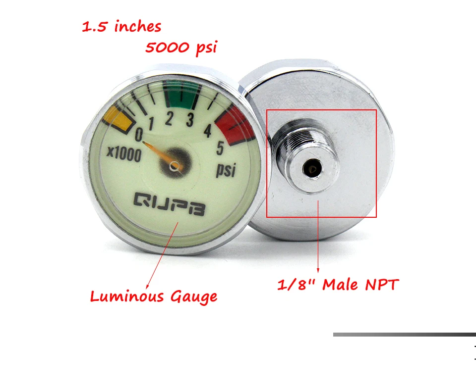 Qupb высокое Давление Пейнтбол 1.5 дюйм(ов) Измерительные приборы световой 5000psi 1/8NPT Нитки ged001