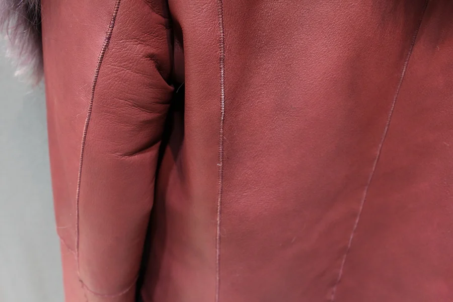 ladies genuine sheepskin leather and fur jacket big collar  (12)