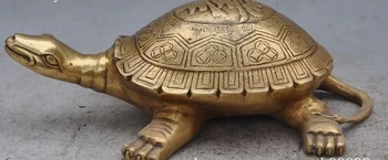 

9"chinese fengshui bronze copper Longevity turtle Sea Turtle wealth lucky statue