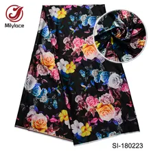 Мягкая африканская сатиновая ткань с принтом, полиэстер, сатин, 5 ярдов в партии, для одежды, материал, 6 Дизайнов, доступны SI-180223