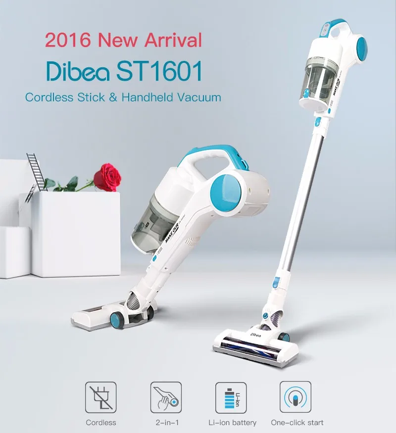 Dibea ST1601 New Handy Cordless Vacuum Cleaner with Cyclonic Technology Light Weight 2-in-1 Stick and Handhold 7Kpa Suction Dibea ST1601 New Handy Cordless Vacuum Cleaner with Cyclonic Technology Light Weight 2-in-1 Stick and Handhold 7Kpa Suction