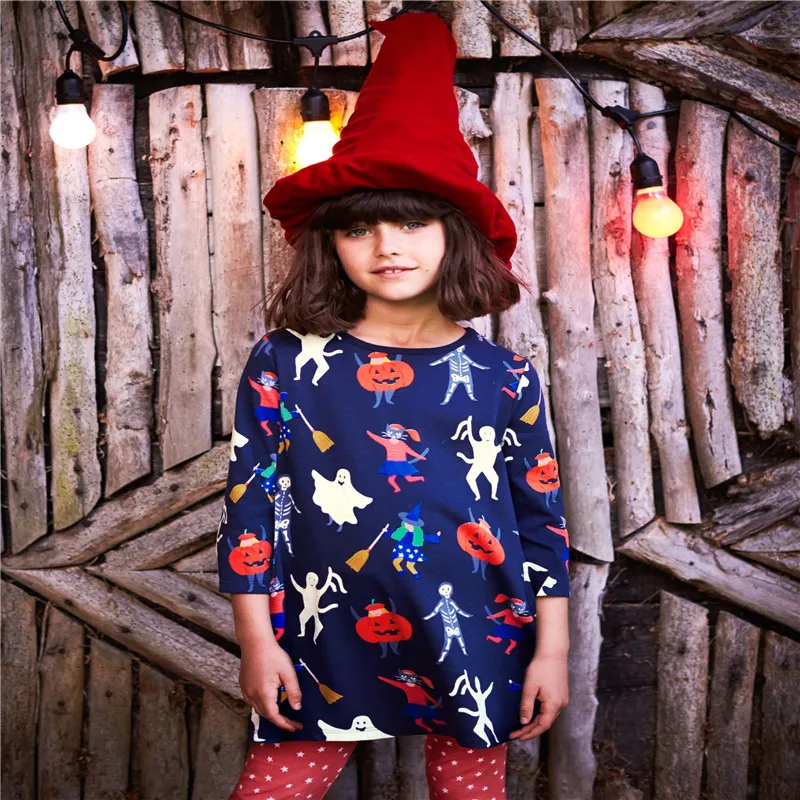 

New arrival kids girls dresses Halloween gifts cotton long sleeve baby dress children frocks long sleeve pumpkin print dresses