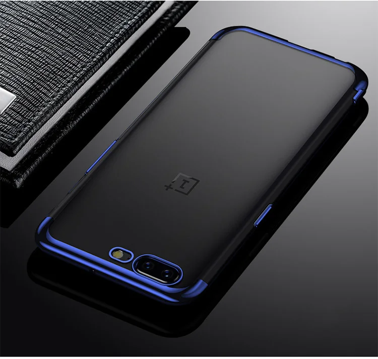 

Oneplus 5T Case Cover Luxury Transparent Soft Silicone Silm Plating Edge TPU Back Cover For Oneplus5 5T Cases Phone Coque