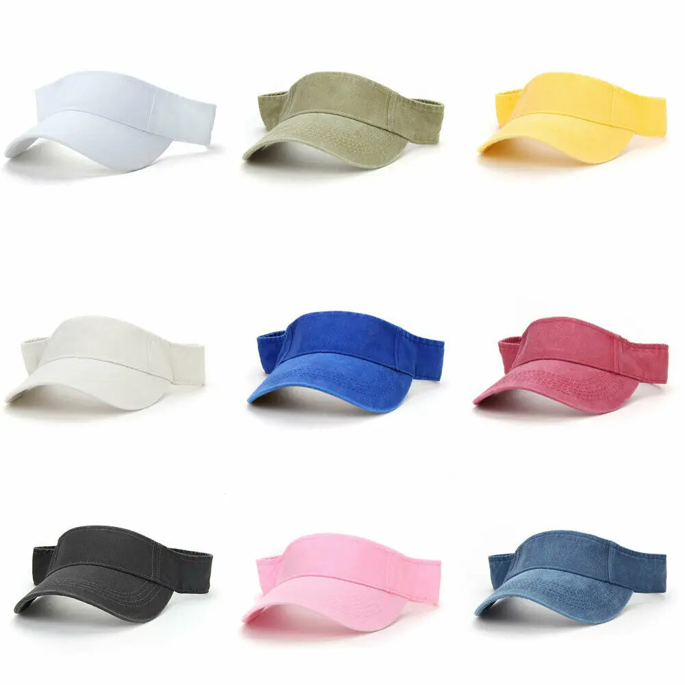 

2019 New Men Women Visors Topless Adjustable Leather Strap Back Fine Sunshade Hats Unisex Summer Cap Visor