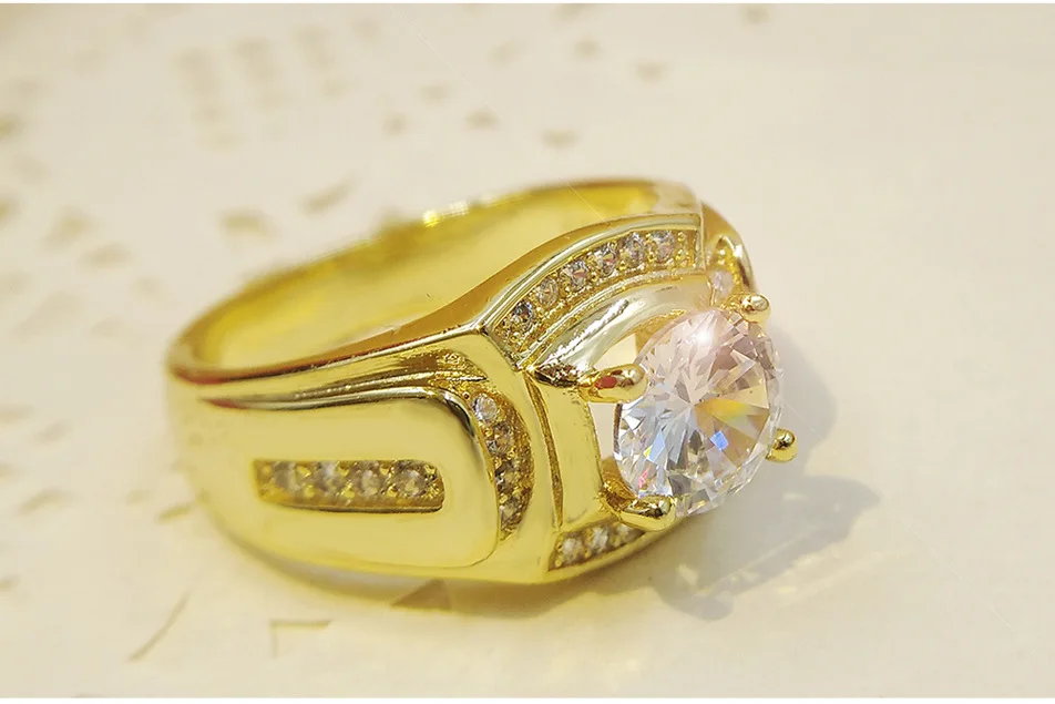 Золотые свадебные мужские кольца для мужчин, ювелирное кристаллическое кольцо с кубическим цирконием, вечерние Anillos ювелирные изделия, распродажа, подарки на год, размер 6-12