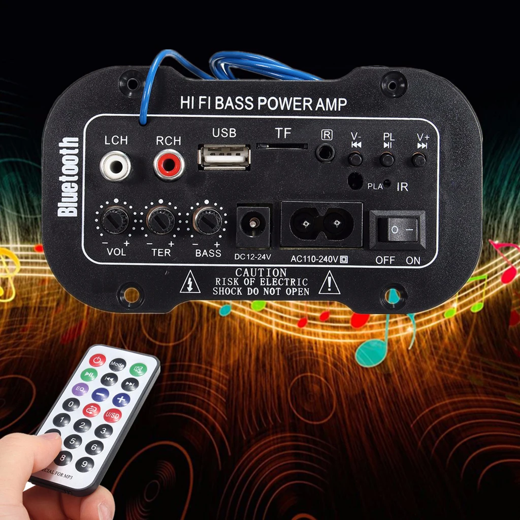 5 Inch 220V Bluetooth Amplifier Bass Power AMP Handsfree USB TF AUX