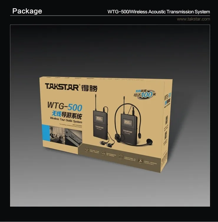 Takstar WTG-500/WTG500 UHF Беспроводная аудиосистема для туристического гида/обучения передатчик+ приемник+ микрофон+ наушники