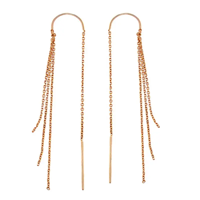 

NEW Pure 18K Rose Gold Dangle Earrings Fringe Link Dangle Earrings