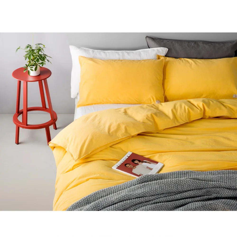 Top Brief Duvet Cover Sets Without Comforter 100% Cotton Reactive Printing Bedding Set 4pcs Mikasa 6 Colors High Quality Yellow Grey 0
