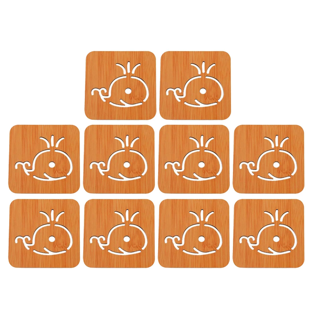 

10Pcs Wooden Heat Insulation Pads Creative Hollow Trivet Mat Set for Hot pot pans teapot dishes Home Kitchen Table Decoration