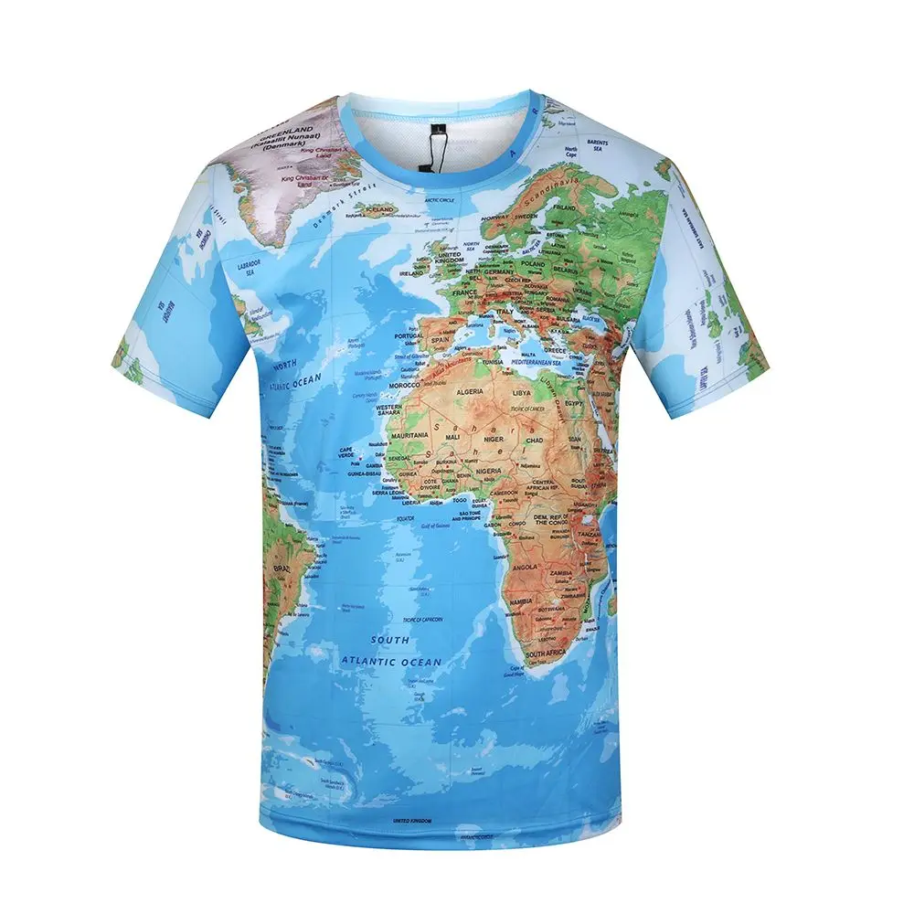 Бренд KYKU, карта мира, футболка, Забавные футболки, летняя мода, аниме футболка, 3D футболка, Мужская одежда, топы, футболки, новинка - Цвет: Белый