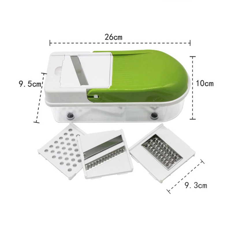 HOT!Manual Stainless Steel Slicer Vegetable Kitchen Tool Multi-Function Replaceable Slice Vegetable Vegetable Cutter Green+ W