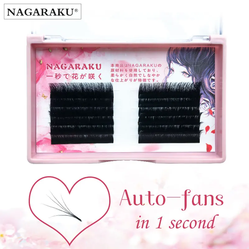 

NAGARAKU auto bloom lashes Premade Russian Volume Fans Mink Eyelash Extensions Easy to fans lash 0.03mm Mixed Length Individual