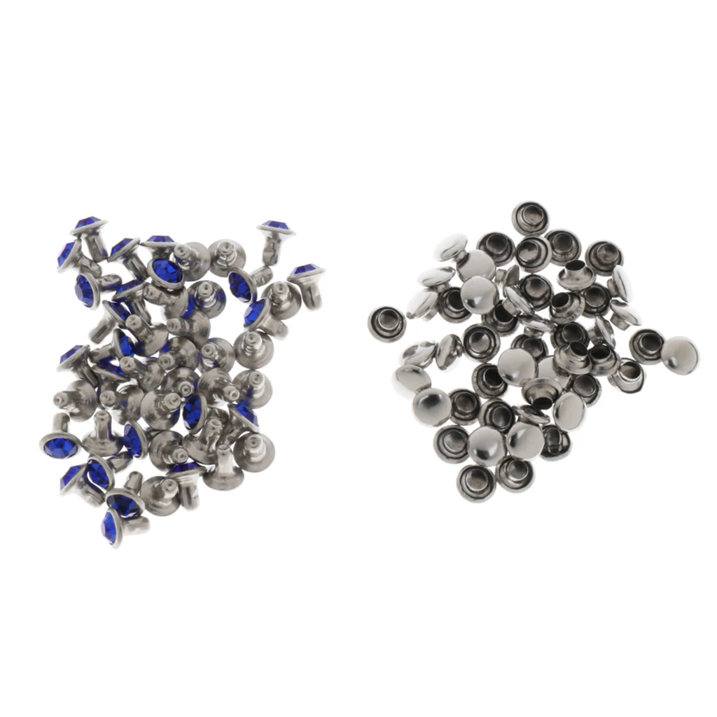 50 Sets Crystal Rapid Rivets Metal Spots Studs DIY Leather Craft 6/7/8
