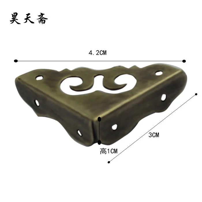 

[Haotian vegetarian] angle 3cm brass fittings three antique furniture Ming and Qing angle film style bread copper fittings HTG-0