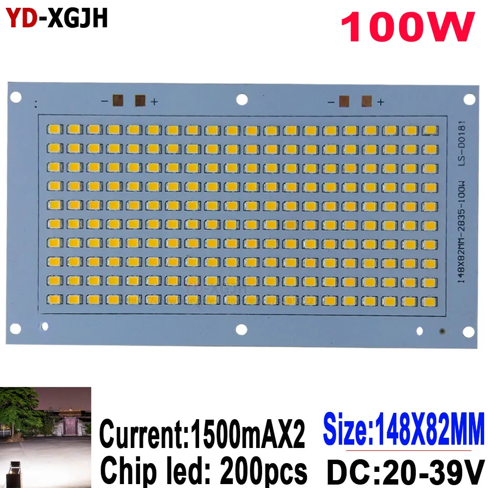 

100W 100% Full Power LED Flooding PCB SMD 2835 led PCB board 1500maX2 148x82mm 10000lm Aluminum for plate led flood light