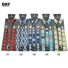 Разноцветный полосатый клетчатый сарафан в клетку, джинсовые штаны с подтяжками для мужчин и женщин, эластичные подтяжки на 2,5 см