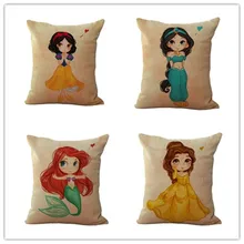 Adorable Cartoon Style Princess Houseware Home Decorative Cojines Sofa Pillow Throw Linen Cotton Pillow Cushion Almofadas