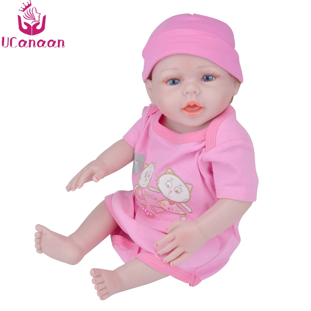 UCanaan/20 ''50 см Reborn Baby куклы всего тела винил реалистичные игрушки для детей Playmate новорожденных Bonecas для девочек подарок на день рождения - Цвет: Blue Eyes