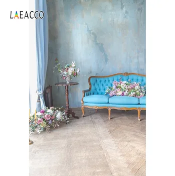 

Photography Backdrop Cement Wall Flowers Vase Sofa Curtain Baby Portrait Room Interior Photographic Background For Photo Studio