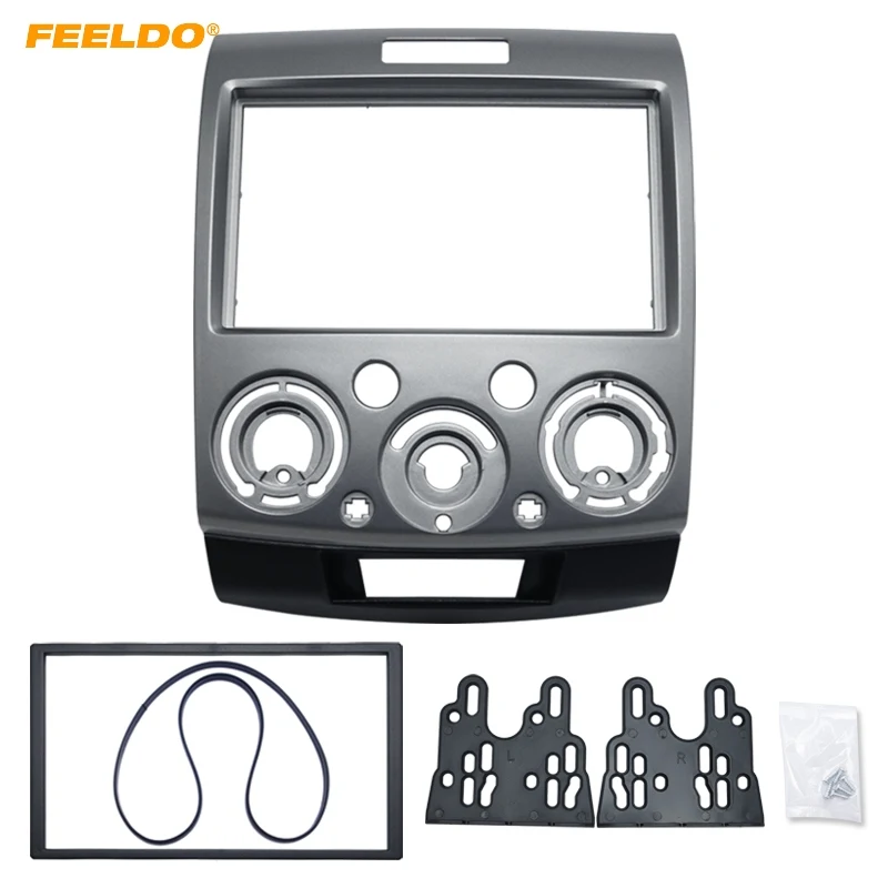 

FEELDO 2DIN Grey Car Refitting Stereo DVD Frame Fascia Dash Panel Installation Kits For Ford Everest/Ranger/Mazda BT-50