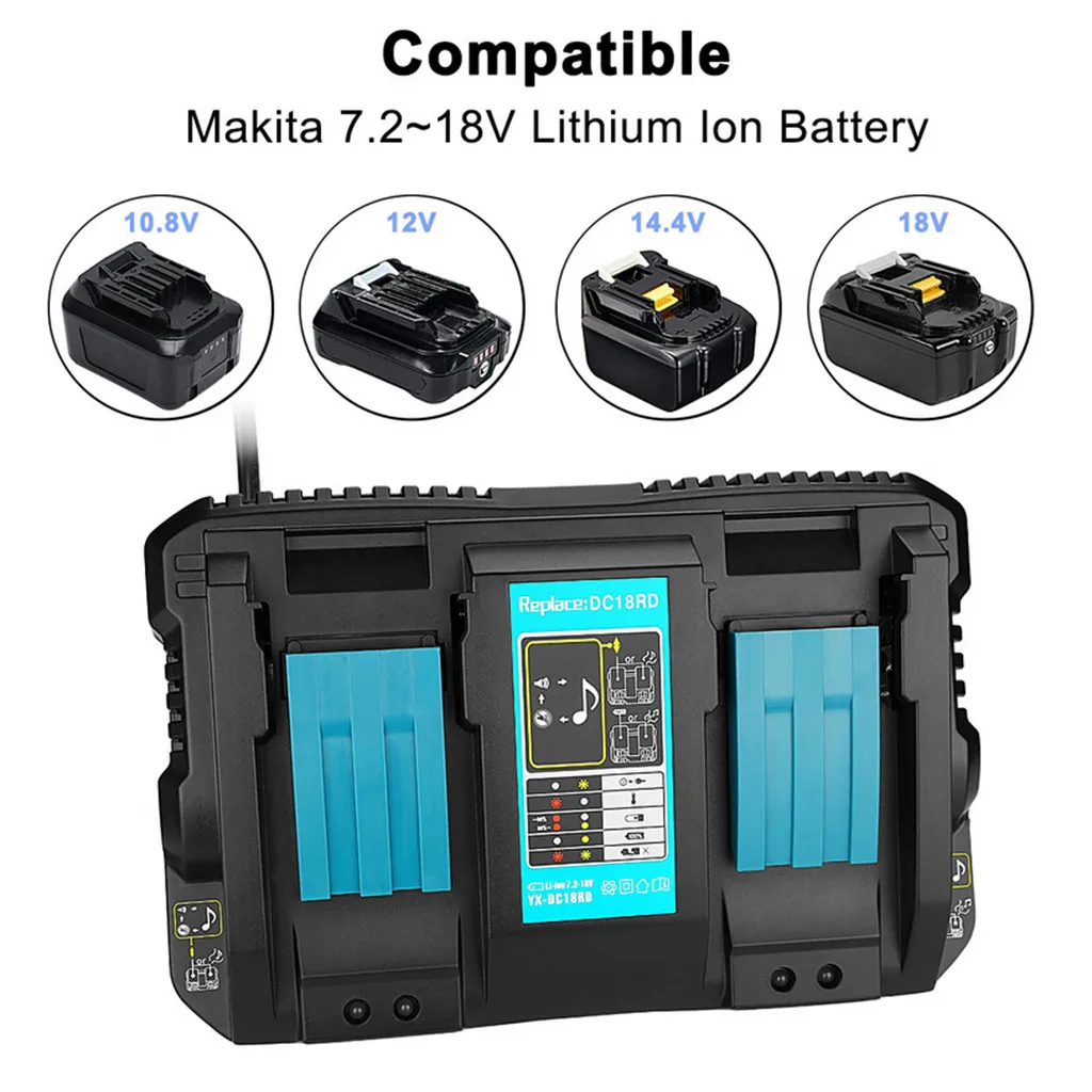 

Li-ion Battery Charger 4A Charging Current For Makita double charge DC18RD 14.4-18V lithium battery DC18RC US Power tool