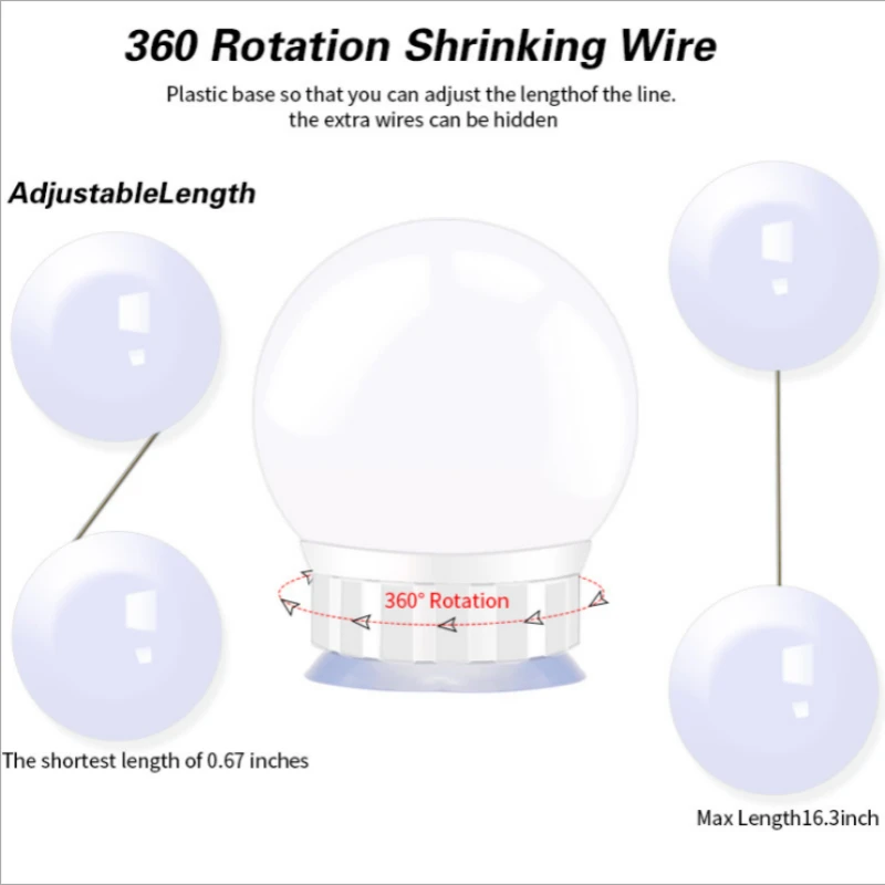  Makeup Mirror Light Hollywood Mirror Front Light String 6 10 14LED Bulb USB Charging Dimmable Bathr