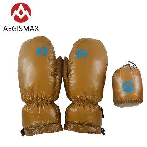 Aegismax Открытый Велоспорт Бег Кемпинг зимние теплые перчатки; 95% белый гусиный пух - Цвет: Золотой