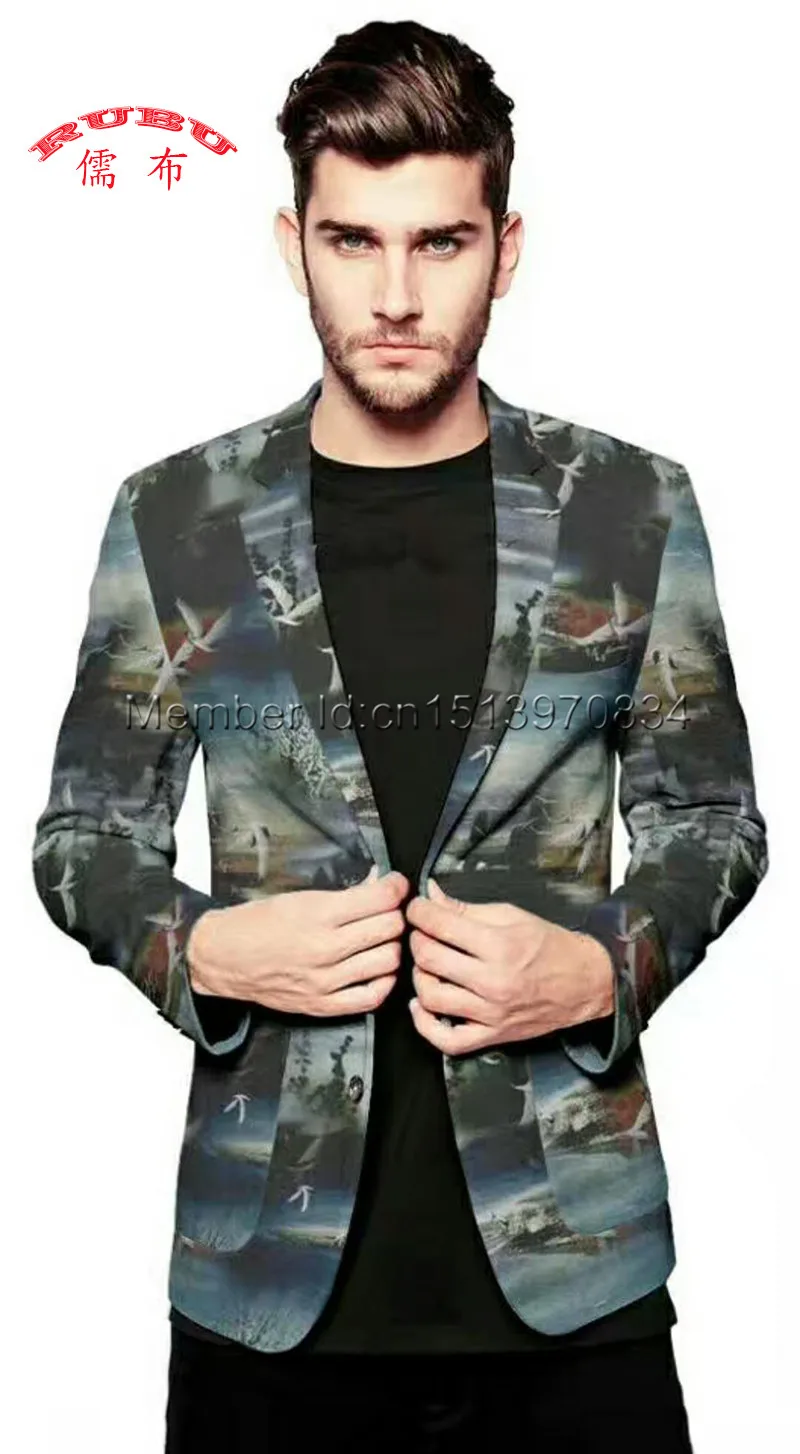 Top Selling Two Button Fashion man suit Flower Printed Luxury Wedding