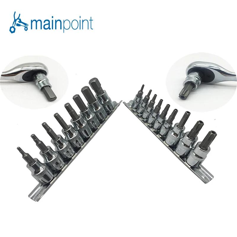 

Mainpoint 2Set Socket Wrench Hex Bit Socket Allen Key And Tamper Proof Torx Star Bit Car Hand Tools Ratchet Drive Adapter Set