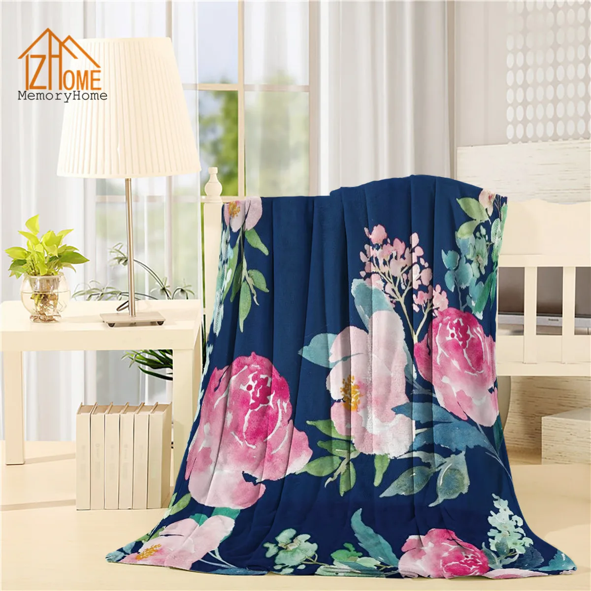 Memory Home Custom Fleece Blanket Throw Chinese Ink Painting Beautiful
