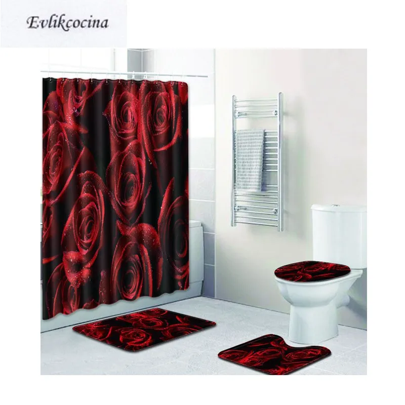 

Free Shipping Rose and Tree Casa De Banho Banyo Bathroom Carpet Toilet Bath Mat Set Non Slip Tapis Salle De Bain Alfombra Bano