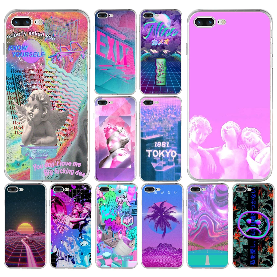 

154H Vaporwave Aesthetics Soft TPU Silicone Cover Case For Apple iPhone 6 6s 7 8 plus Case
