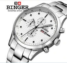 Switzerland men’s watch luxury brand Wristwatches BINGER Quartz full stainless male watch steel waterproof 100M BG-0401-5