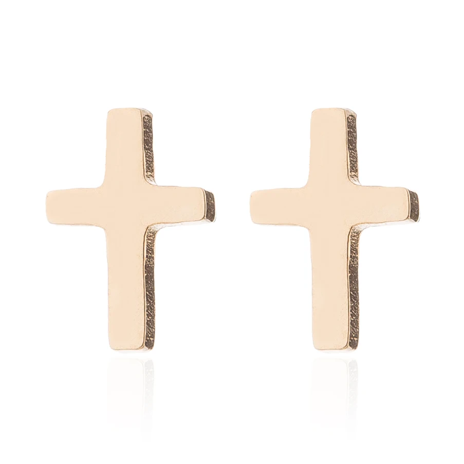 Shuangshuo Punk Cross Stainless Steel Stud Earrings