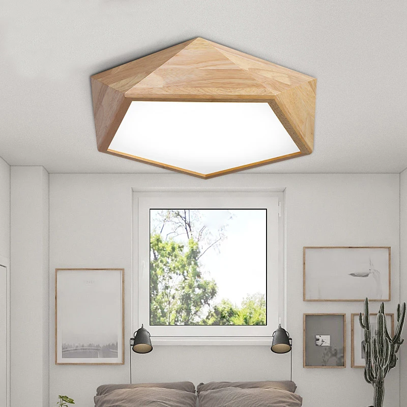 Simple solid wood in northern Europe Led ceiling lights plafond lamp for home living room lights ceiling light fixture Bedroom