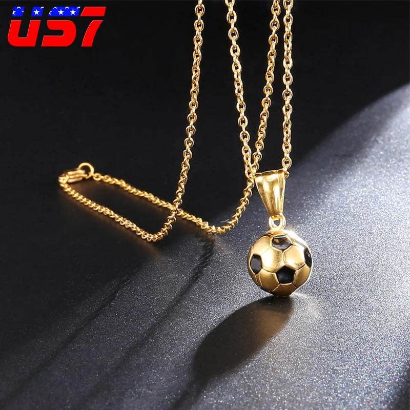 US7 Fitness Football Necklaces & Pendants Men Stainless Steel Sporty ...