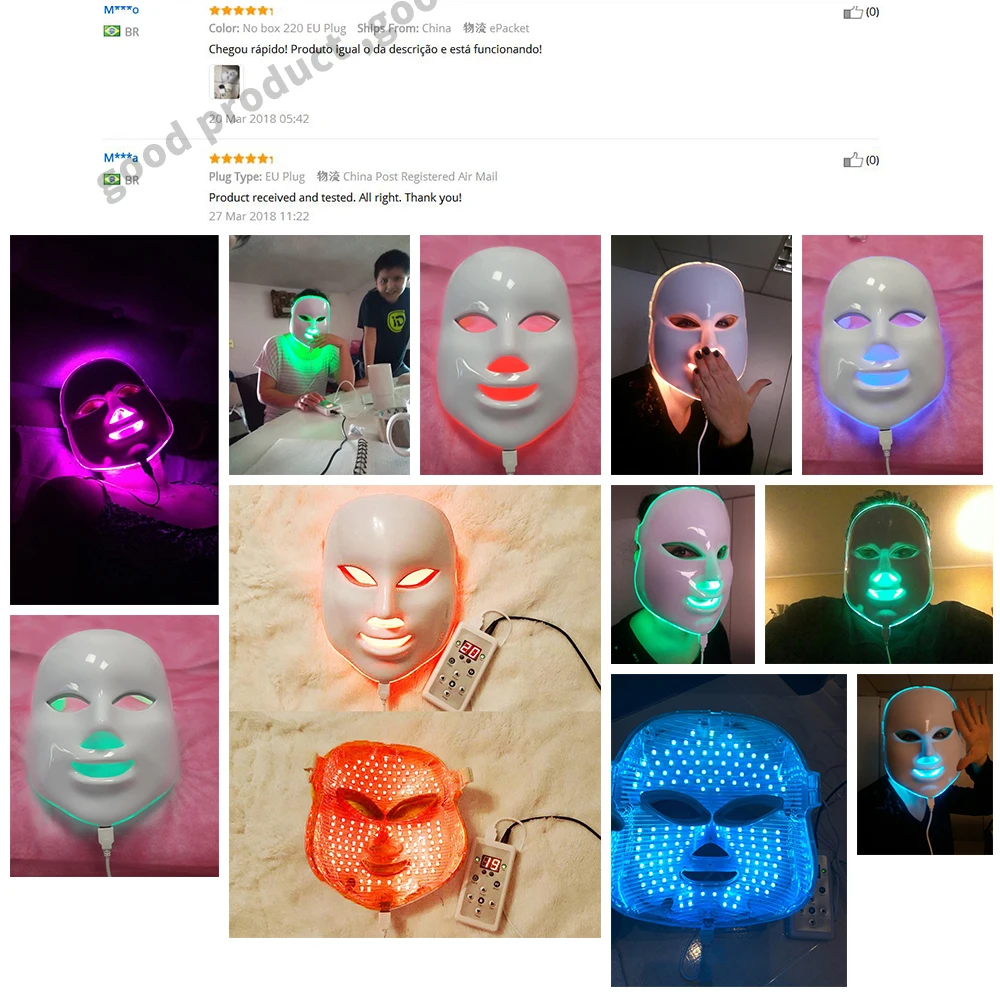 Cuidados com a Pele Foreverlily Beleza Fóton Máscara Facial Terapia 7 Cores Luz Rejuvenescimento Rugas Acne Remoção Rosto Spa Led 25 High Quality Beleza e saúde
