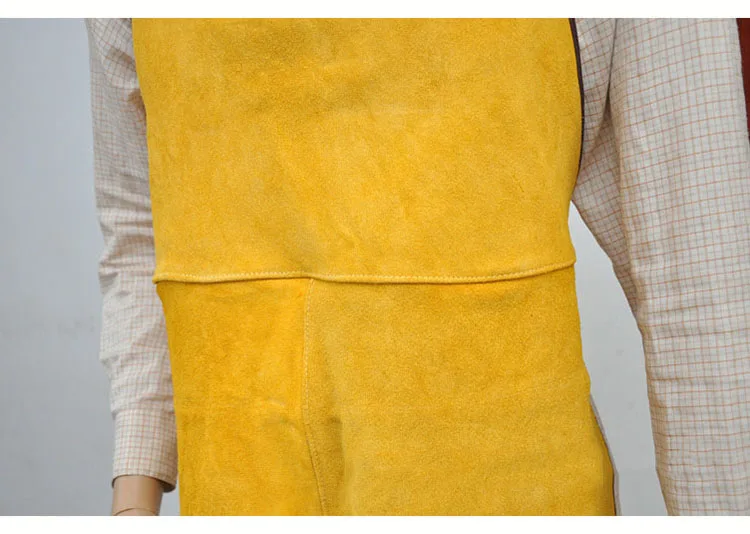 CCGK Welding Apron Cow Suede Welders Leather Safety Bib Apron Labor Working Protective Clothing Heat Resistant  Fire-resistant (2)